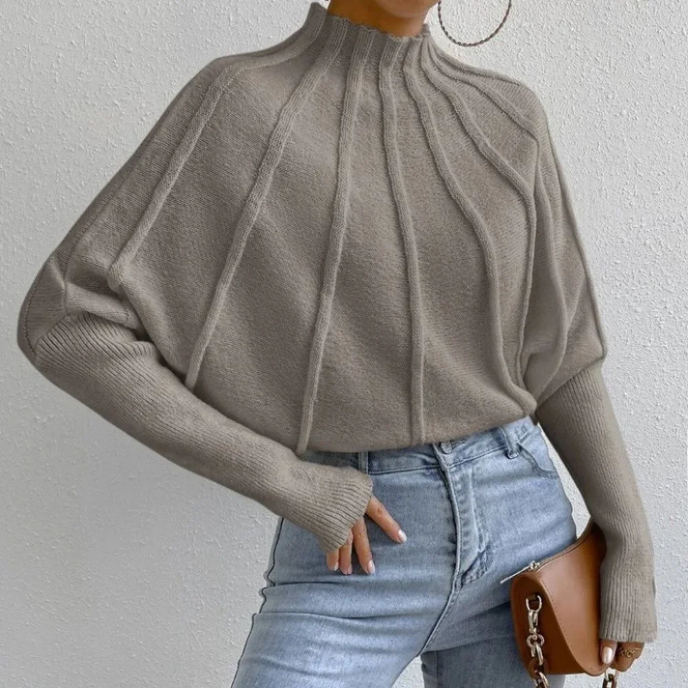 Grey Womens Batwing Sleeve Sweater - Picture 4 of 4